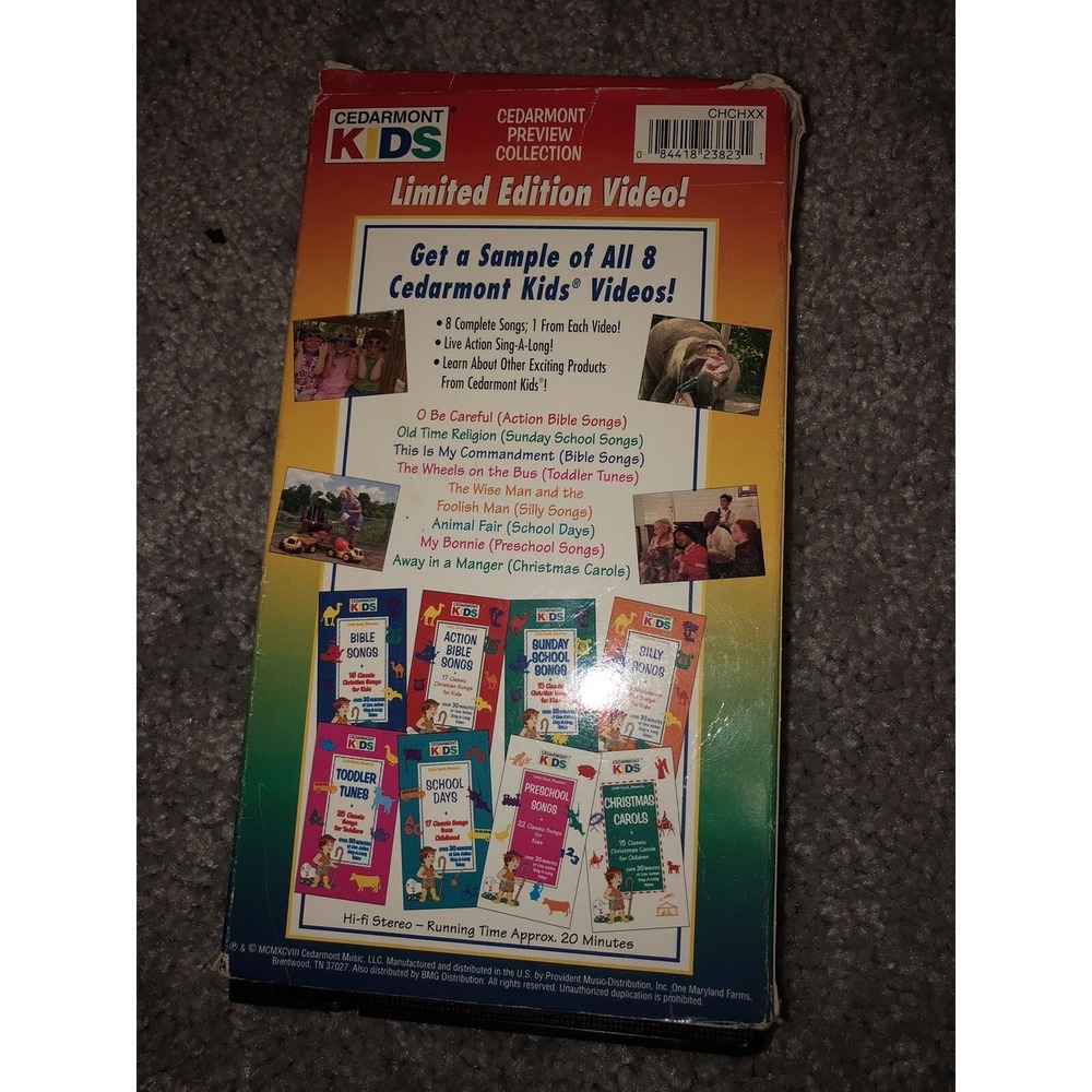 Cedarmont Preview Collection VHS VCR Video Tape 8 Music Videos Kids Little David - Picture 2 of 5
